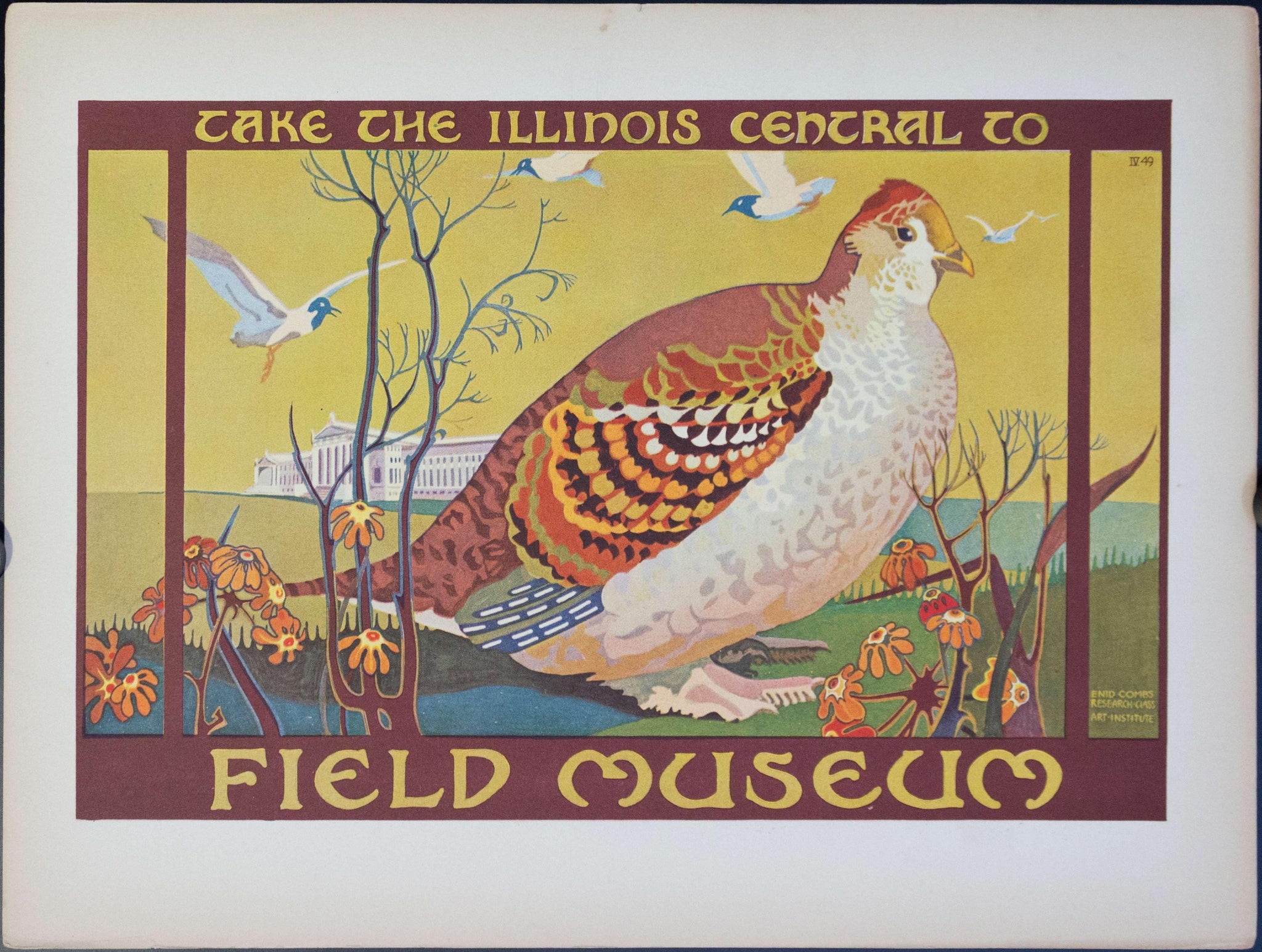 1925 Take the Illinois Central to Field Museum Bird - Golden Age Posters