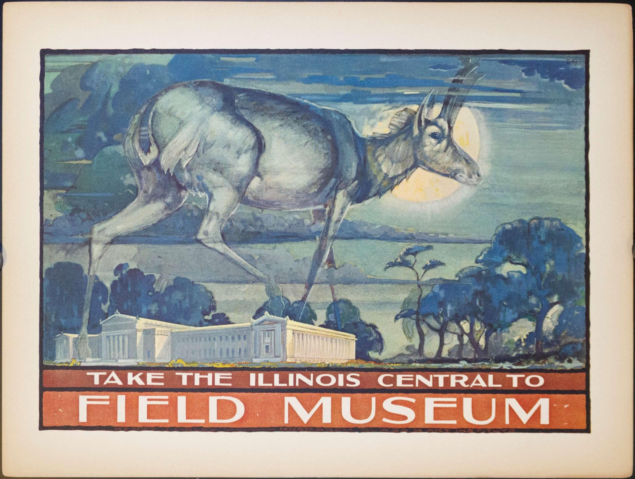 1925 Take the Illinois Central to Field Museum Deer - Golden Age Posters