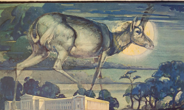 1925 Take the Illinois Central to Field Museum Deer - Golden Age Posters
