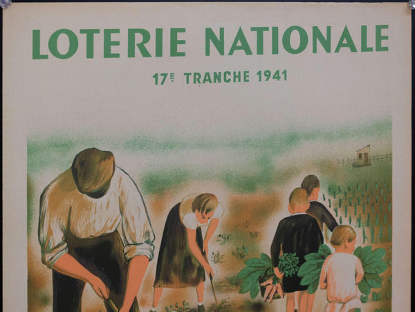 1941 Tranche des Jardins Familiaux Au Profit Secours National | Loterie Nationale - Golden Age Posters