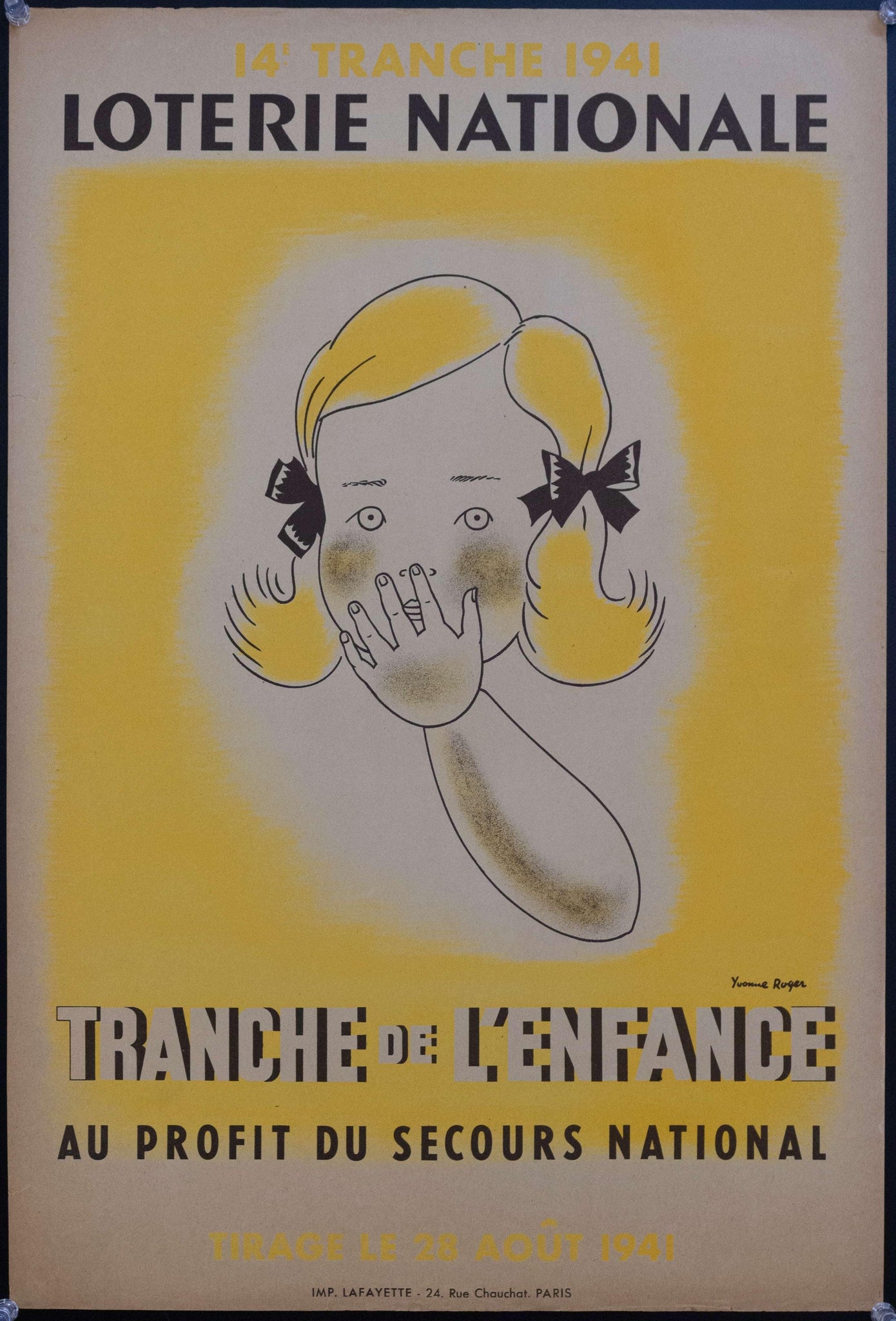 1941 Tranche de L'enfance Au Profit Du Secours National | Loterie Nationale - Golden Age Posters