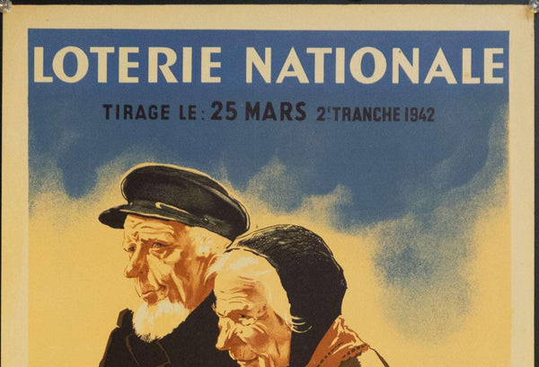 1942 Tranche De L'Aide Aux Viellards Au Profit Due Secours National | Loterie Nationale - Golden Age Posters