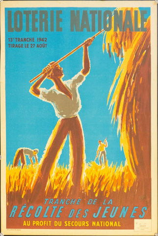 1942 Tranche De La Recolte Des Jeunes Au Profit Du Secours National | Loterie Nationale - Golden Age Posters