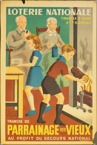 c. 1942 Tranche Du Parrainage Des Vieux Au Profit Du Secours National | Loterie Nationale - Golden Age Posters