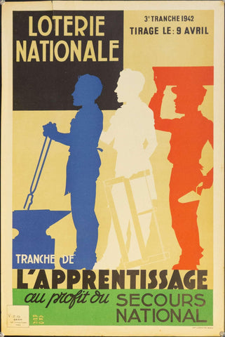 1942 Tranche De L'apprentissage au profit ou Secours National | Loterie Nationale - Golden Age Posters