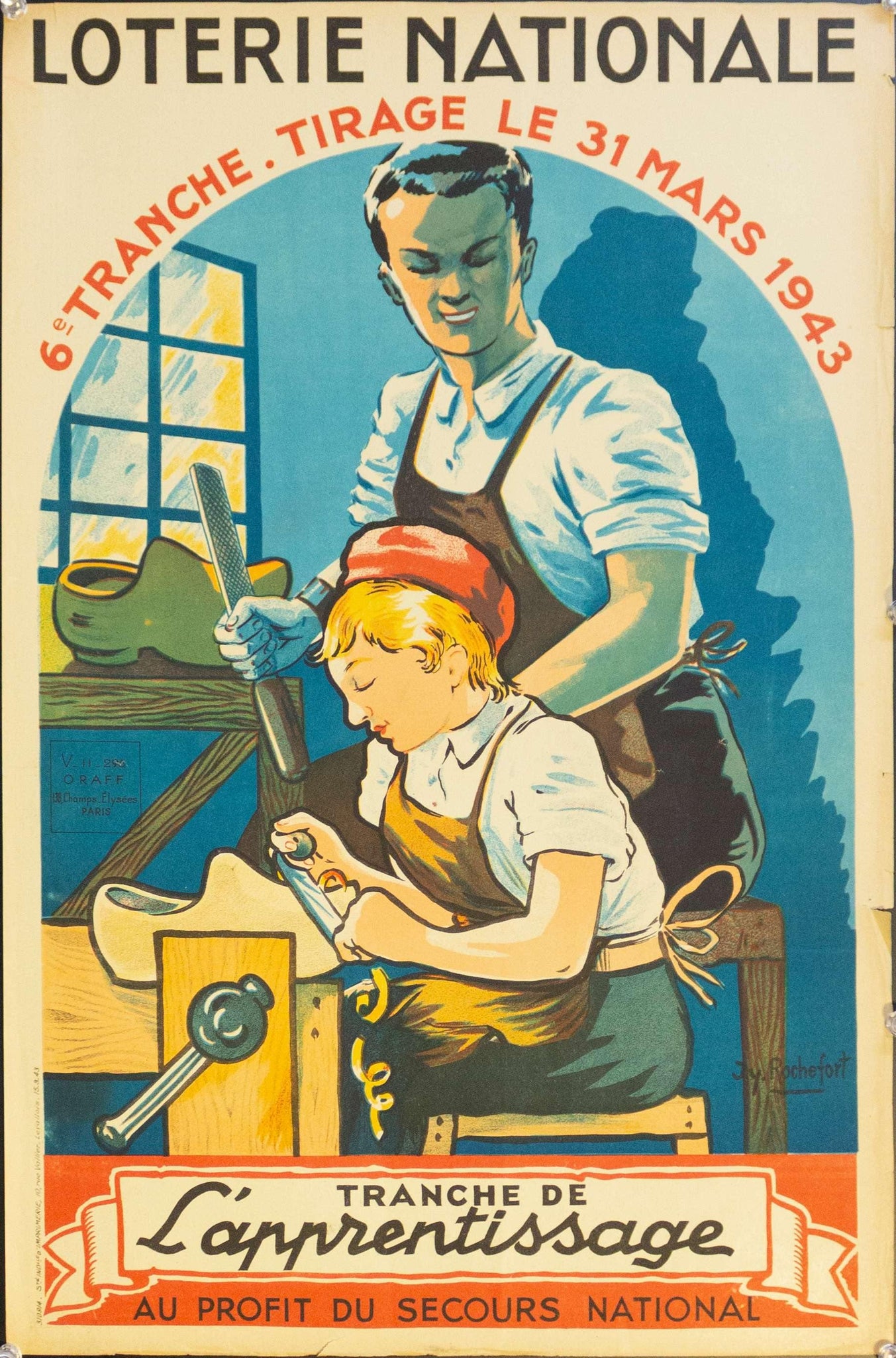 1943 Tranche De L'apprentissage Au Profit Secours National | Loterie Nationale - Golden Age Posters