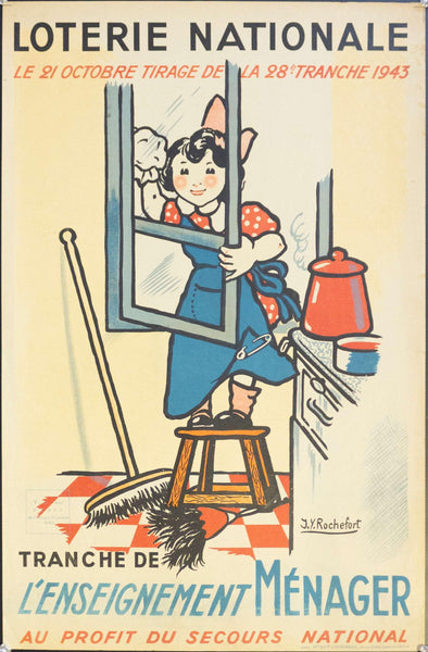 1945 Tranche De L'enseignement Menager Au Profit Secours National | Loterie Nationale - Golden Age Posters