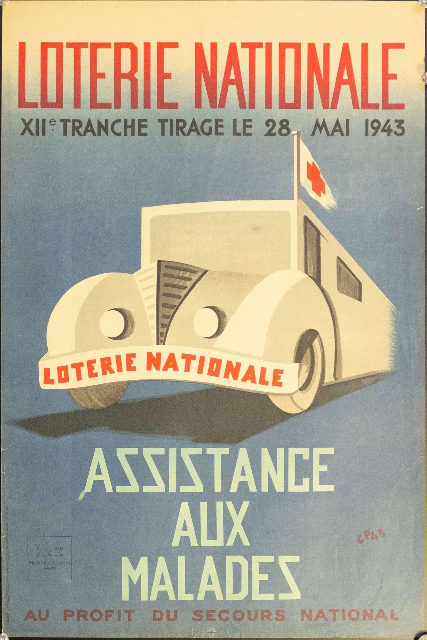 1943 Loterie Nationale Asisstance Aux Malades Au Profit Du Secours National | Loterie Nationale - Golden Age Posters