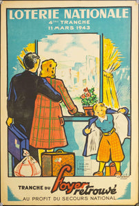 1943 Tranche du Foyer Retrouve Au Profit Du Secours National | Loterie Nationale - Golden Age Posters