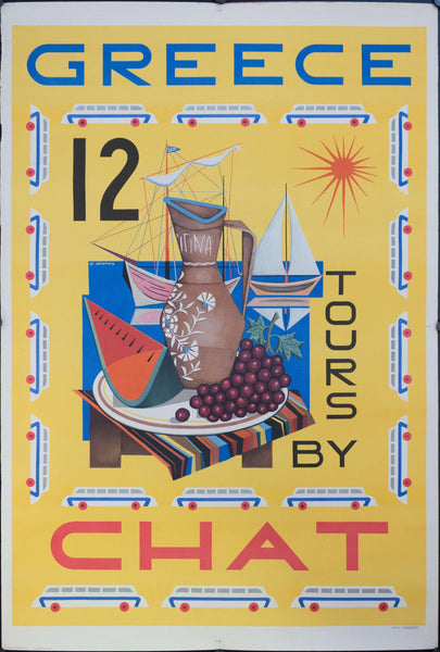 1950s Greece Tours by Chat - Golden Age Posters