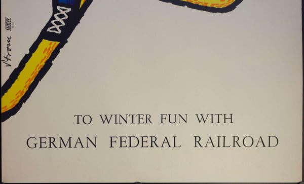 1959 To Winter Fun With German Federal Railroad - Golden Age Posters