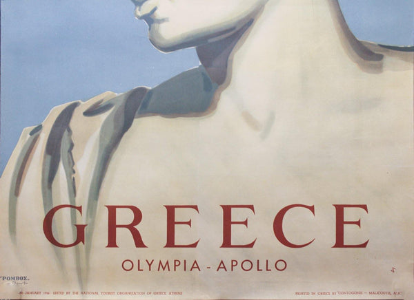 1956 Greece Olympia Apollo National Tourist Organization Athens - Golden Age Posters