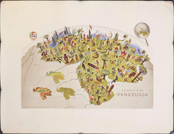 1950s Republica de Venezuela Pictorial Map - Golden Age Posters
