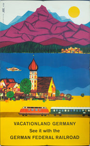 1958 Vacationland Germany | See It With The German Federal Railroad - Golden Age Posters