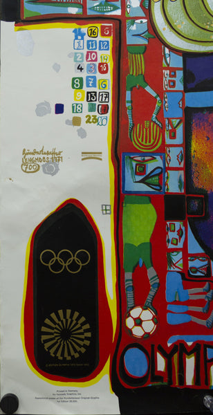 1972 Olympische Spiele Munchen by Friedensreich Hundertwasser Munich Olympics - Golden Age Posters