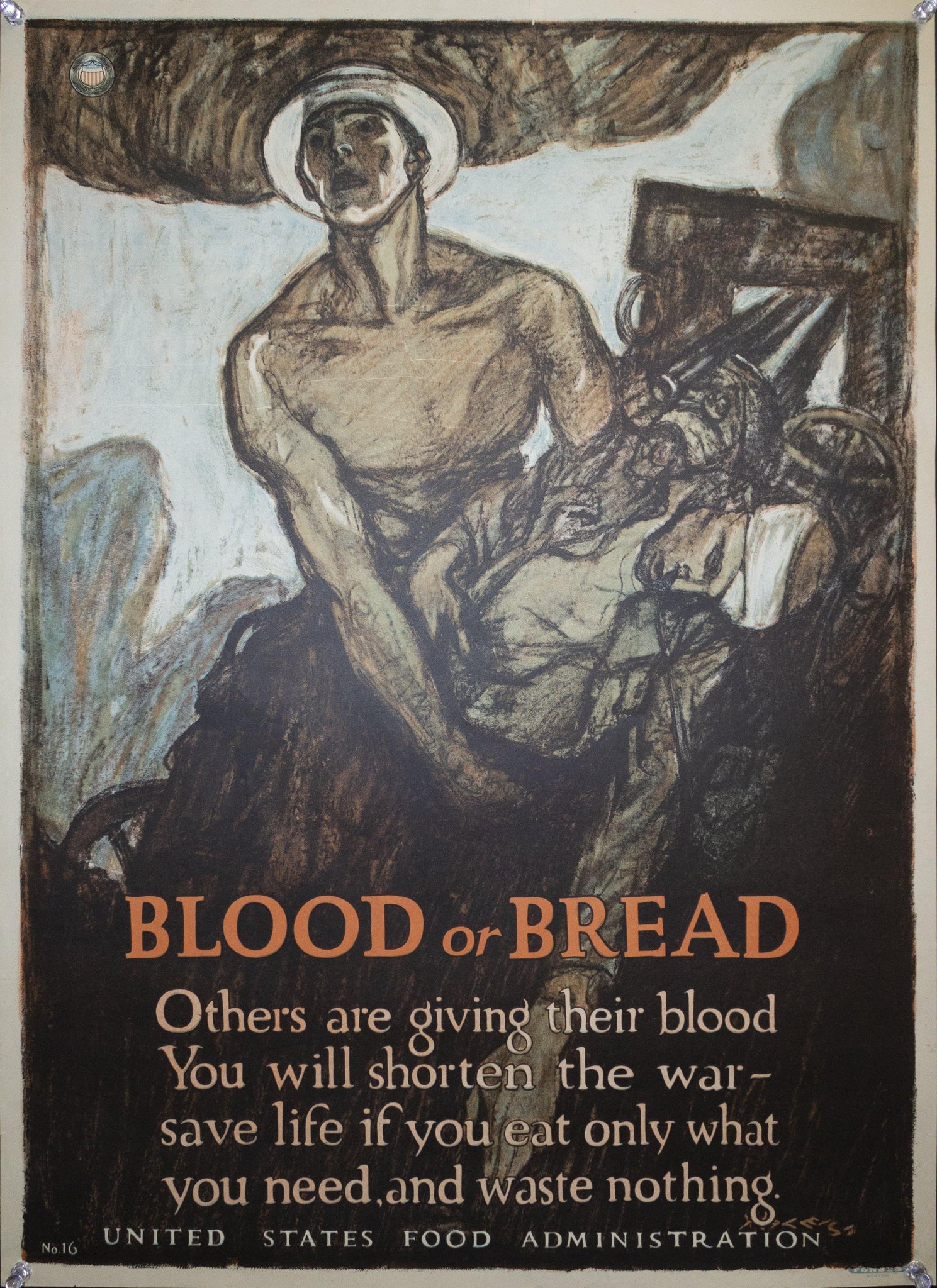 1917 BLOOD Or BREAD by Henry Raleigh United States Food Administration WWI - Golden Age Posters