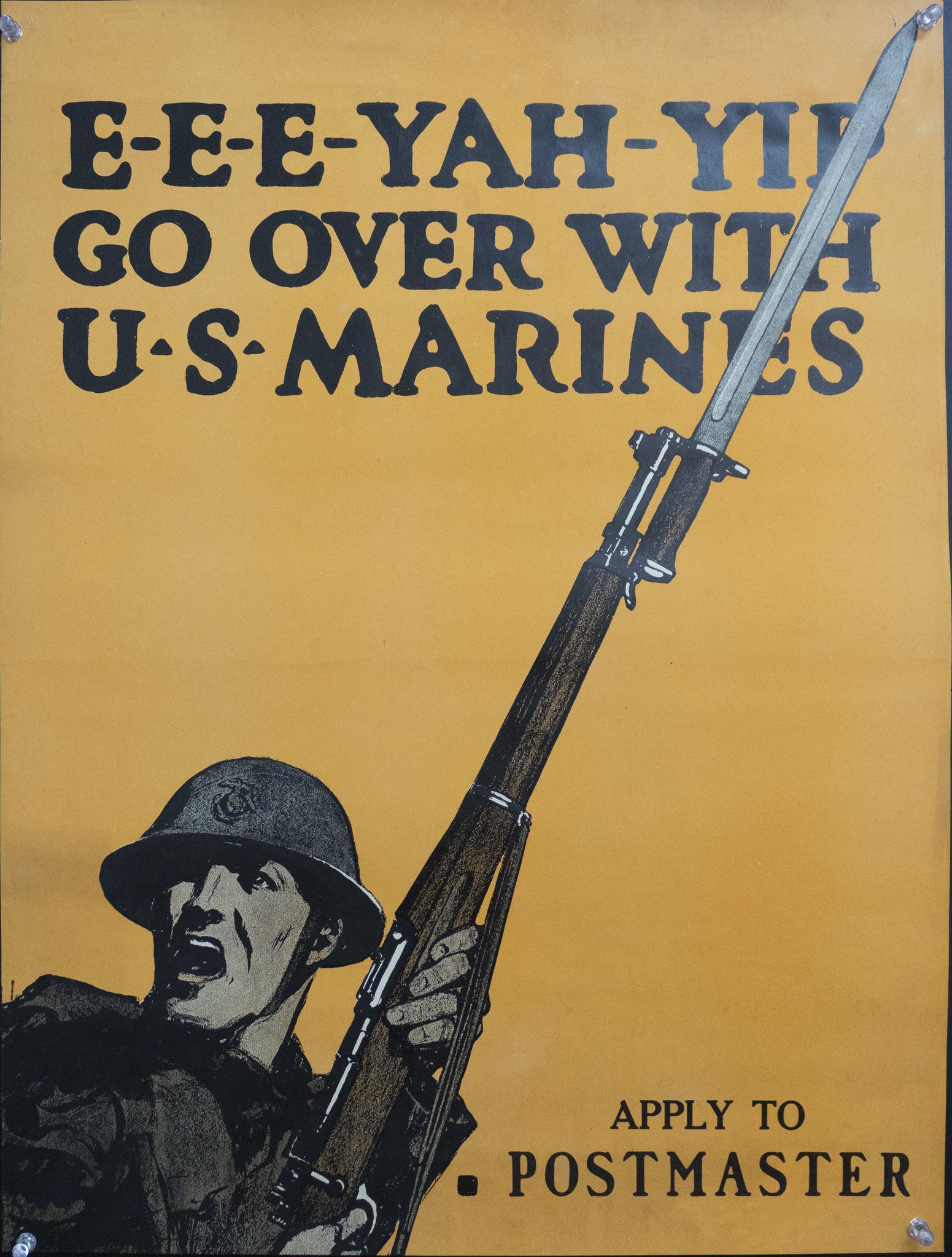 c.1918 E-E-E-YAH-YIP Go Over With U.S. Marines by Charles Buckles Falls - Golden Age Posters