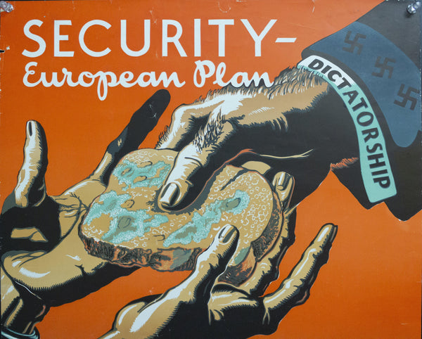 1943 SECURITY European Plan Think American Institute Poster No. 205 by C.R. Miller WWII - Golden Age Posters