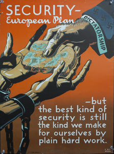 1943 SECURITY European Plan Think American Institute Poster No. 205 by C.R. Miller WWII - Golden Age Posters