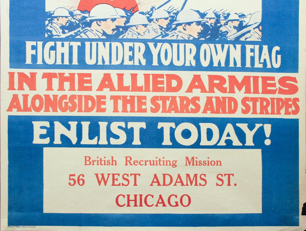 1917 Britons and Canadians Fight Under Your Flag American Recruiting Poster WWI - Golden Age Posters