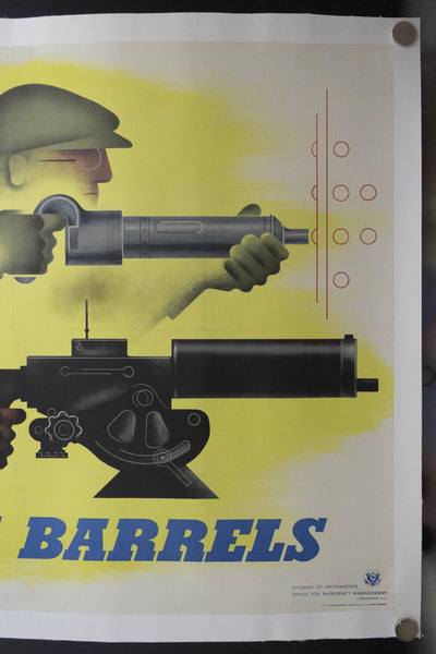 1941 Give Em Both Barrels by Jean Carlu 40” x 30” WWII Modernist - Golden Age Posters