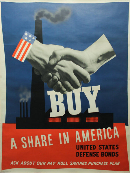 1941 Buy A Share In America by John Atherton MoMA Award Winner Largest Size - Golden Age Posters