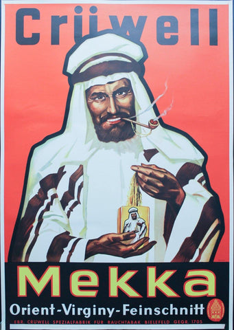 1930s MEKKA Tobacco German Advertising Poster Cruwell Tabak Co Arab - Golden Age Posters