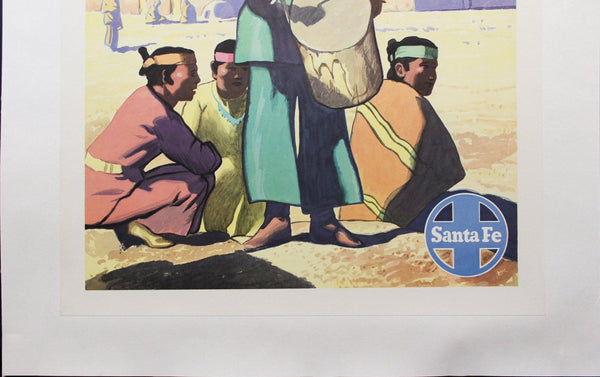 c.1950 Land of the Pueblos New Mexico Santa Fe Railroad - Golden Age Posters