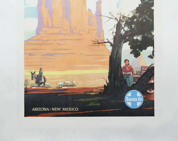 c.1950 Navajo Land Arizona New Mexico Santa Fe Railroad WIllard Elms - Golden Age Posters