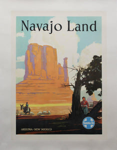 c.1950 Navajo Land Arizona New Mexico Santa Fe Railroad WIllard Elms - Golden Age Posters