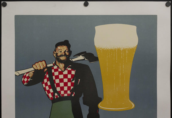 c.1950s Paul Bunyan Beer Advertising Poster Mid-Century Folk Art Lumberjack - Golden Age Posters