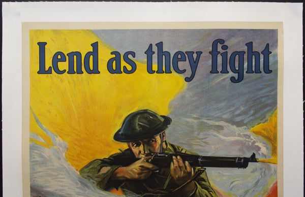 1918 Lend As They Fight Sidney Riesenberg Federal Reserve War Bonds WWI - Golden Age Posters