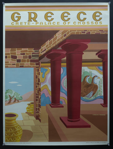 1954 Greece Crete Palace of Cnossos Helen Perakis-Theocharis - Golden Age Posters