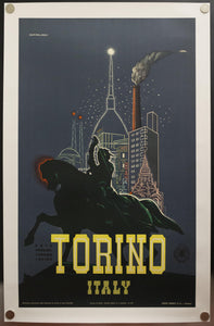 1951 Torino Italy by Adalberto Campagnoli ENIT Italian Travel Mid-Century Turin - Golden Age Posters