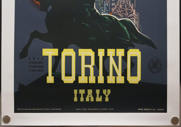 1951 Torino Italy by Adalberto Campagnoli ENIT Italian Travel Mid-Century Turin - Golden Age Posters