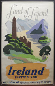 1955 Ireland Invites You Land of Legend Springtime Festival Muriel Brandt - Golden Age Posters