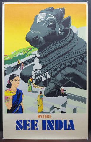 c.1955 See India – Mysore Nandi Statue - Golden Age Posters