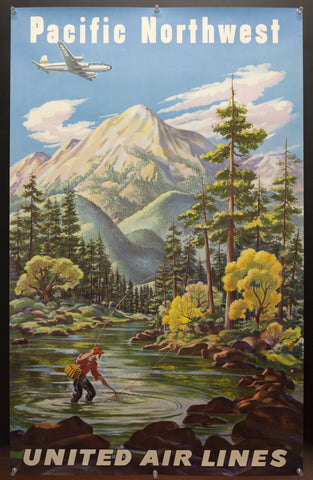 c.1950 United Air Lines Pacific Northwest by Joseph Feher - Golden Age Posters