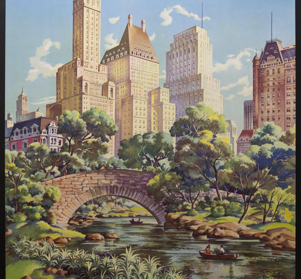 c.1950 United Air Lines New York by Joseph Feher Central Park - Golden Age Posters