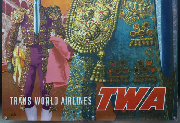 c.1955 TWA Spain David Klein Lockheed Constellation Matadors Trans World Airlines - Golden Age Posters