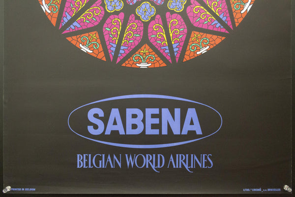 c.1955 Sabena The Route of the Cathedrals Belgium Airline Stained Glass - Golden Age Posters