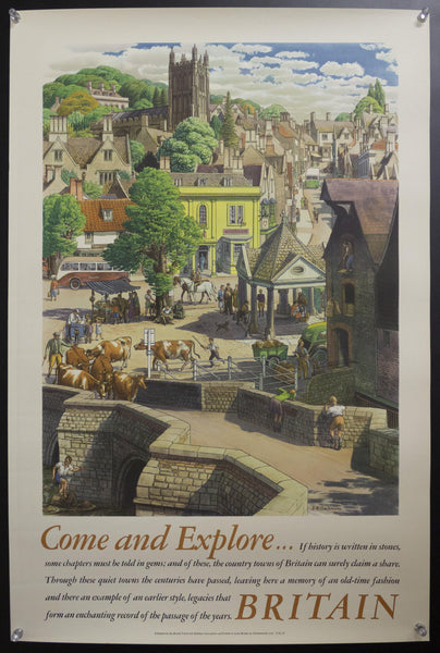 1953 Country Towns by Stanley Roy Badmin British Travel and Holidays Association - Golden Age Posters