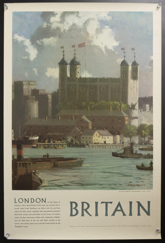 1954 Tower of London by Sir Norman Wilkinson British Travel and Holidays Association - Golden Age Posters