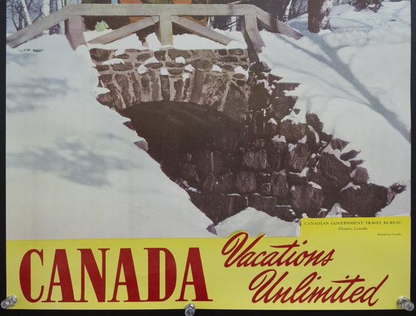 1950s Canada Vacations Unlimited Winter Wonderland Horse and Sleigh - Golden Age Posters