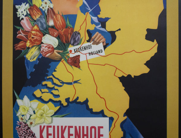 1955 Holland Keukenhof Garden of Europe Dutch Tulips Guust Hens - Golden Age Posters