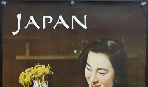 1953 Japan Travel Bureau Geisha Girl with Doll Japanese Travel Toppan Printing Co - Golden Age Posters