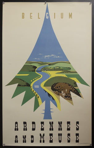 c.1954 Ardennes and Meuse Belgium by Frederic Conrad Mid-Century Travel - Golden Age Posters