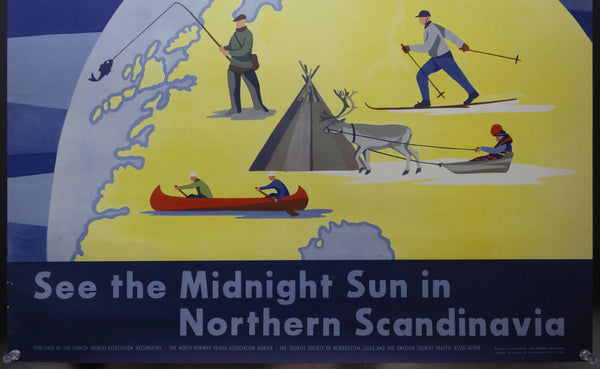 c.1954 Top Of Europe See The Midnight Sun in Northern Scandinavia Sweden Norway Finland - Golden Age Posters
