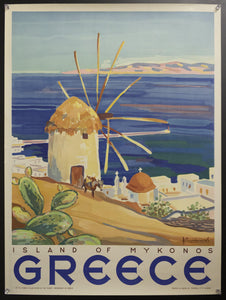 1949 Greece Island of Mykonos Greek Tourist Department Travel - Golden Age Posters
