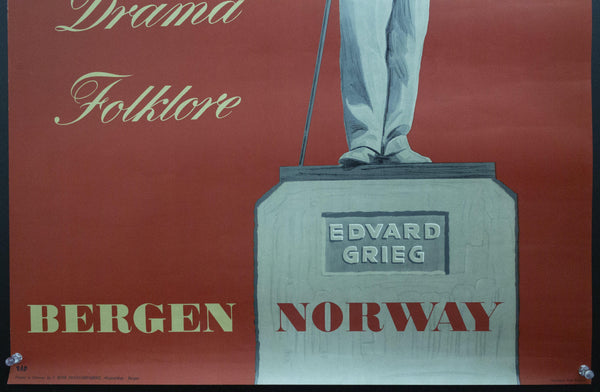 1955 Bergen Norway International Festival Norwegian State Railways Edvard Grieg - Golden Age Posters